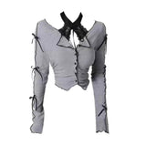 Harajuku Goth Ribbon Skirt Two Piece Set-Kawaii Dream