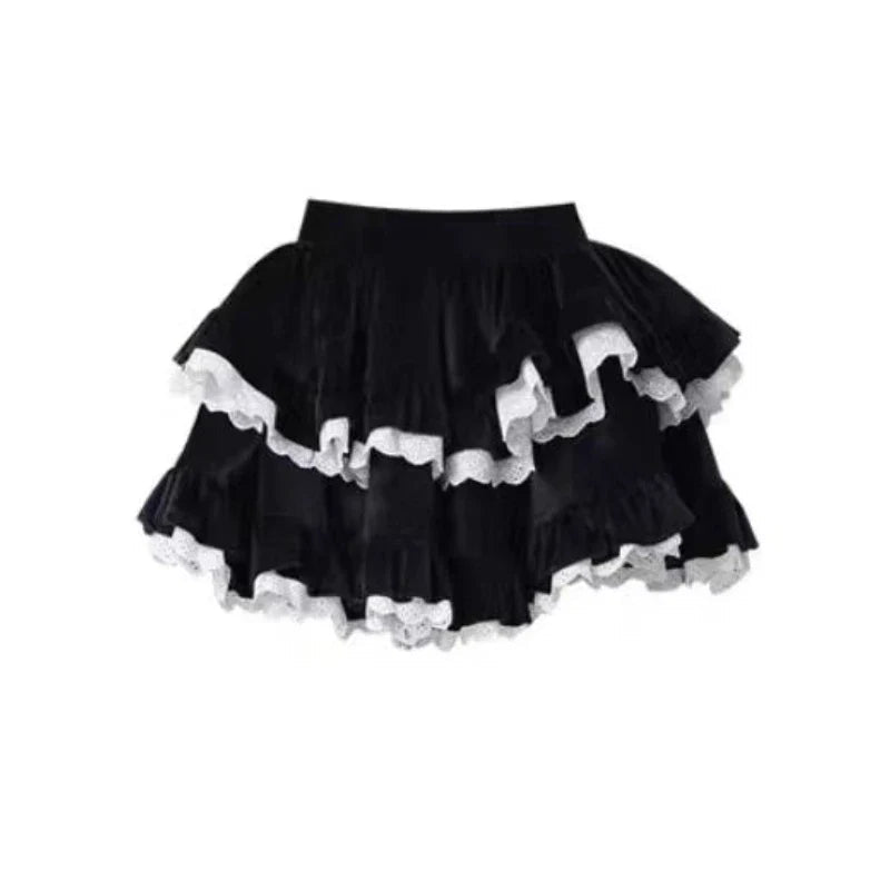 Harajuku Goth Ribbon Skirt Two Piece Set-Kawaii Dream