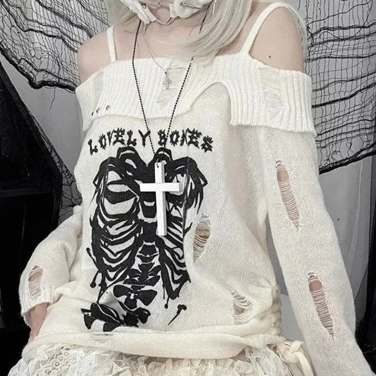 Harajuku Insomnia Gothic Knitted Pullovers Women-Kawaii Dream