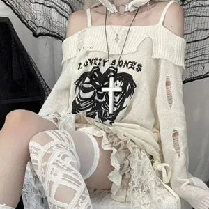 Harajuku Insomnia Gothic Knitted Pullovers Women-Kawaii Dream