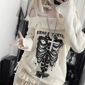 Harajuku Insomnia Gothic Knitted Pullovers Women-Kawaii Dream