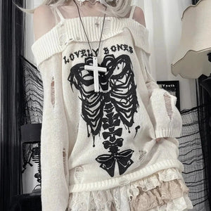 Harajuku Insomnia Gothic Knitted Pullovers Women-Kawaii Dream