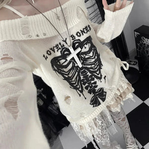 Harajuku Insomnia Gothic Knitted Pullovers Women-Kawaii Dream