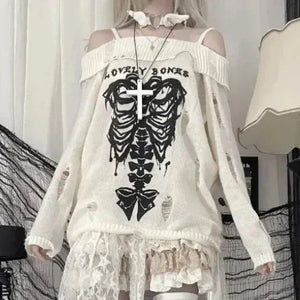 Harajuku Insomnia Gothic Knitted Pullovers Women-Kawaii Dream