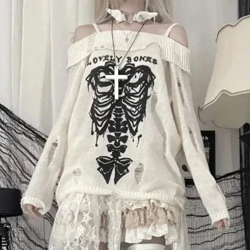 Harajuku Insomnia Gothic Knitted Pullovers Women-Kawaii Dream