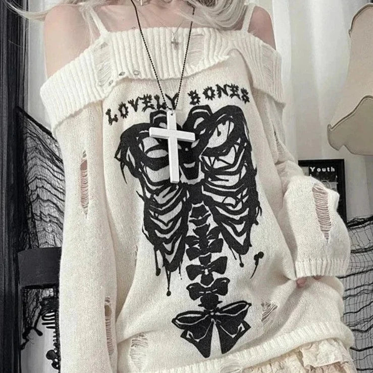 Harajuku Insomnia Gothic Knitted Pullovers Women-Kawaii Dream