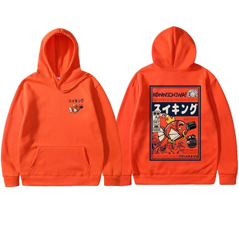 Harajuku Japanese Fish Konnichiwa Poster Unisex Hoodie-Kawaii Dream