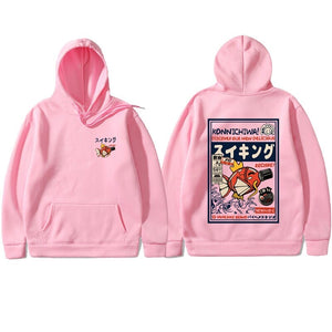 Harajuku Japanese Fish Konnichiwa Poster Unisex Hoodie-Kawaii Dream