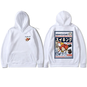 Harajuku Japanese Fish Konnichiwa Poster Unisex Hoodie-Kawaii Dream