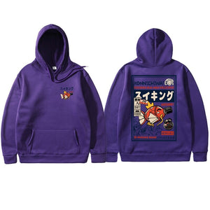 Harajuku Japanese Fish Konnichiwa Poster Unisex Hoodie-Kawaii Dream
