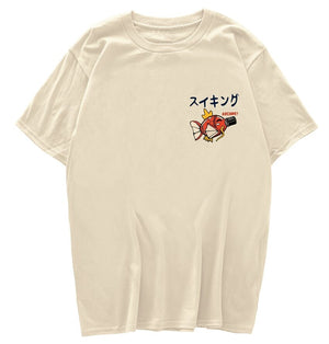 Harajuku Japanese Fish Konnichiwa Poster Unisex Tee-Kawaii Dream