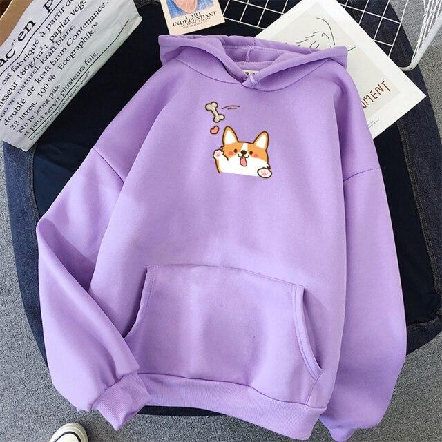 Harajuku Kawaii Corgi Hoodie-Kawaii Dream