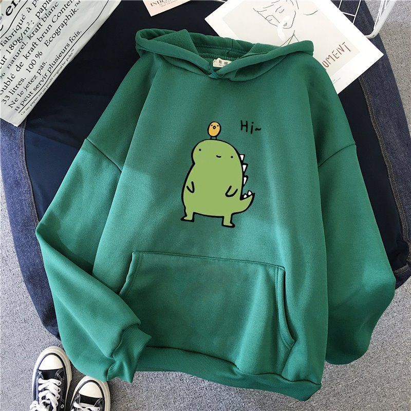 Harajuku Kawaii Cute Dipsy Dinosaur Hoodie-Kawaii Dream