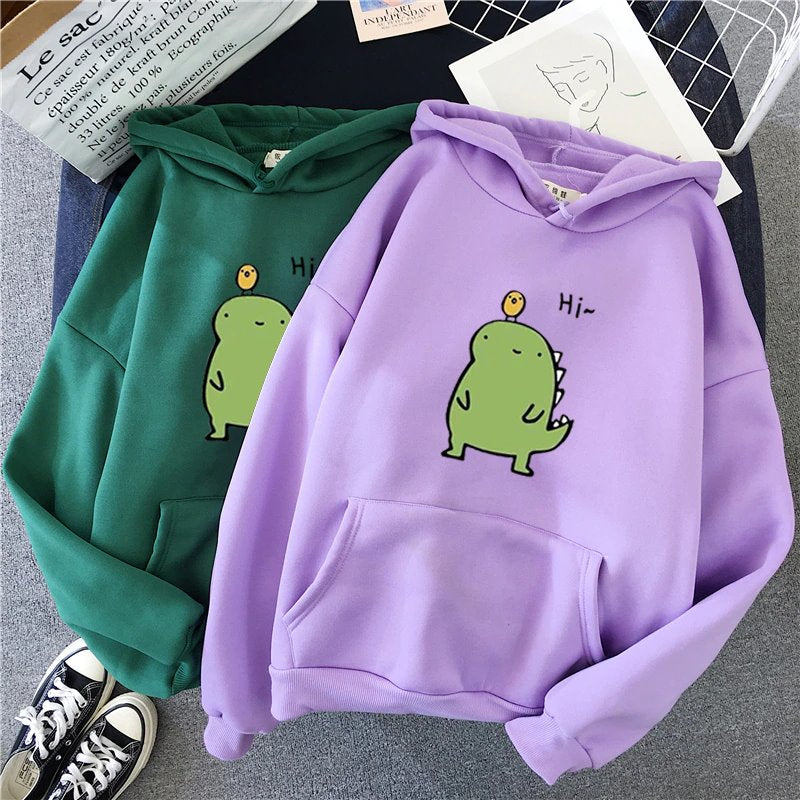 Harajuku Kawaii Cute Dipsy Dinosaur Hoodie-Kawaii Dream
