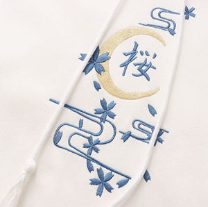 Harajuku Moon Sakura Blue Pink Loose Women's Hoodie-Kawaii Dream