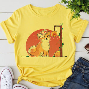 Harajuku Shiba Inu Fox Mask Women's Tee Tops-Kawaii Dream