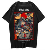 Harajuku Stone Lion Printed Streetwear Unisex Tee-Kawaii Dream