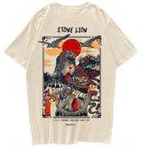 Harajuku Stone Lion Printed Streetwear Unisex Tee-Kawaii Dream