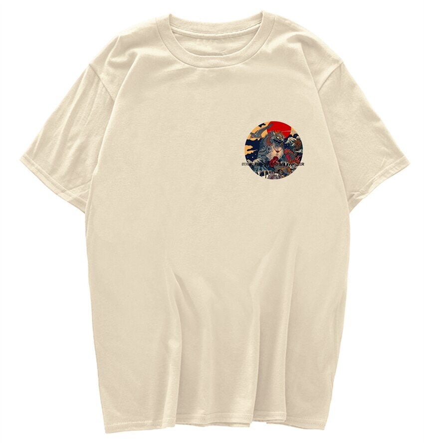 Harajuku Stone Lion Printed Streetwear Unisex Tee-Kawaii Dream