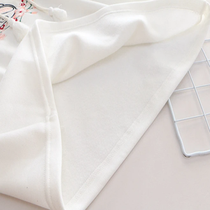 Harajuku White Pink Bunny Sakura Embroidery Hoodie-Kawaii Dream