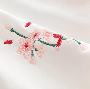 Harajuku White Pink Bunny Sakura Embroidery Hoodie-Kawaii Dream