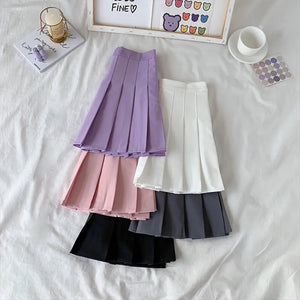 High Waist Cute Simple Pleated Short Light Skirt-Kawaii Dream