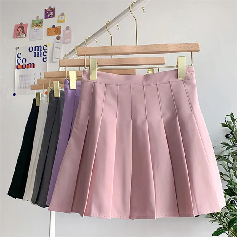 High Waist Cute Simple Pleated Short Light Skirt-Kawaii Dream