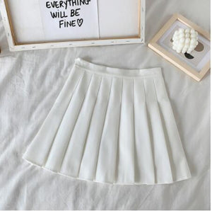 High Waist Cute Simple Pleated Short Light Skirt-Kawaii Dream
