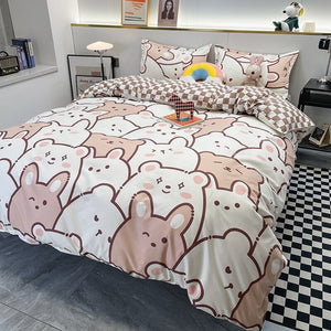 Hundreds of Kawaii Bear Bunny Bedding Set-Kawaii Dream