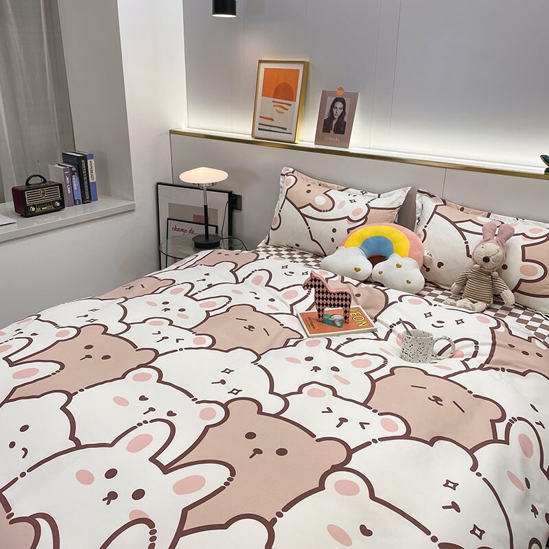 Hundreds of Kawaii Bear Bunny Bedding Set-Kawaii Dream
