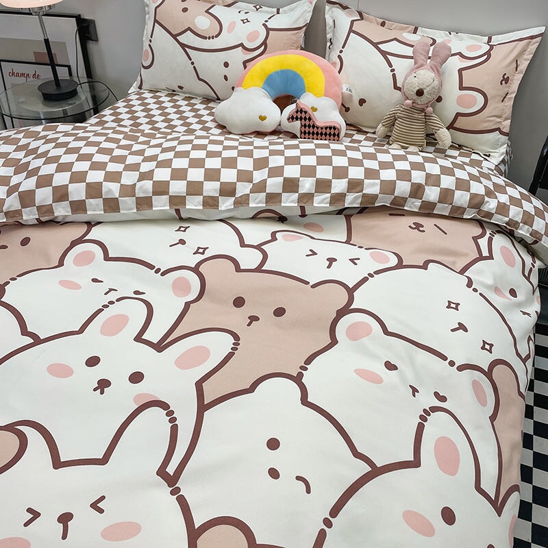 Hundreds of Kawaii Bear Bunny Bedding Set-Kawaii Dream