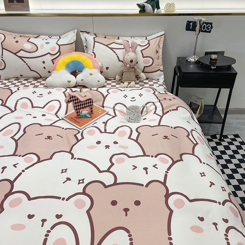 Hundreds of Kawaii Bear Bunny Bedding Set-Kawaii Dream