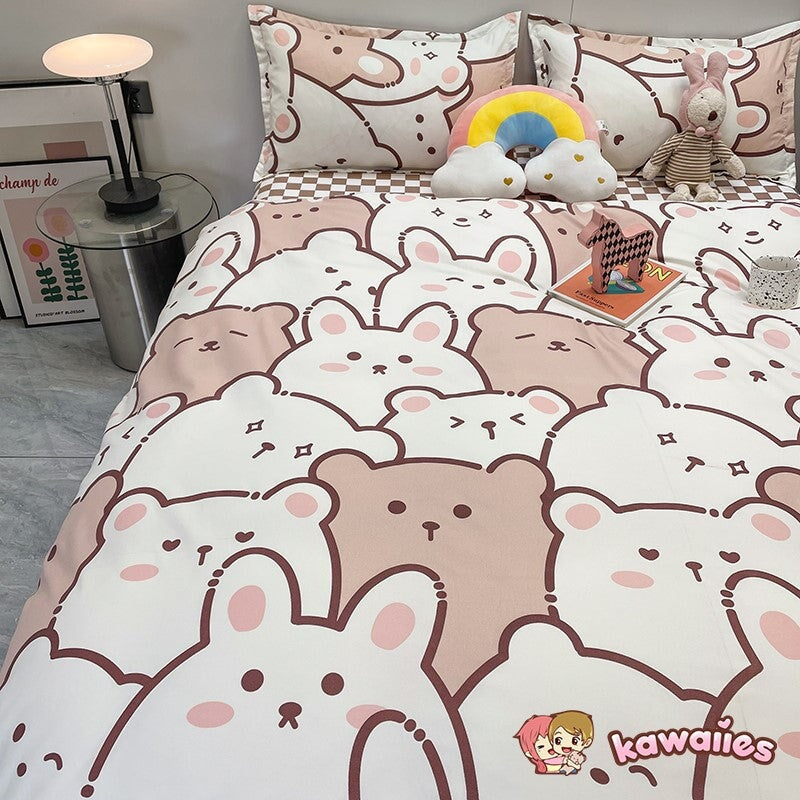 Hundreds of Kawaii Bear Bunny Bedding Set-Kawaii Dream