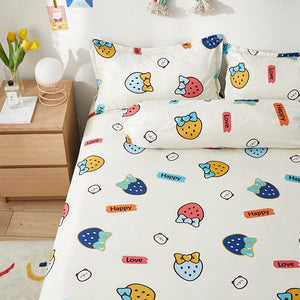 I Love Strawberry Fitted Bedsheet-Kawaii Dream