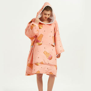 Ice Cream Coral Oversized Blanket Hoodie for Adults & Children-Kawaii Dream