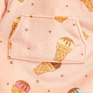 Ice Cream Coral Oversized Blanket Hoodie for Adults & Children-Kawaii Dream