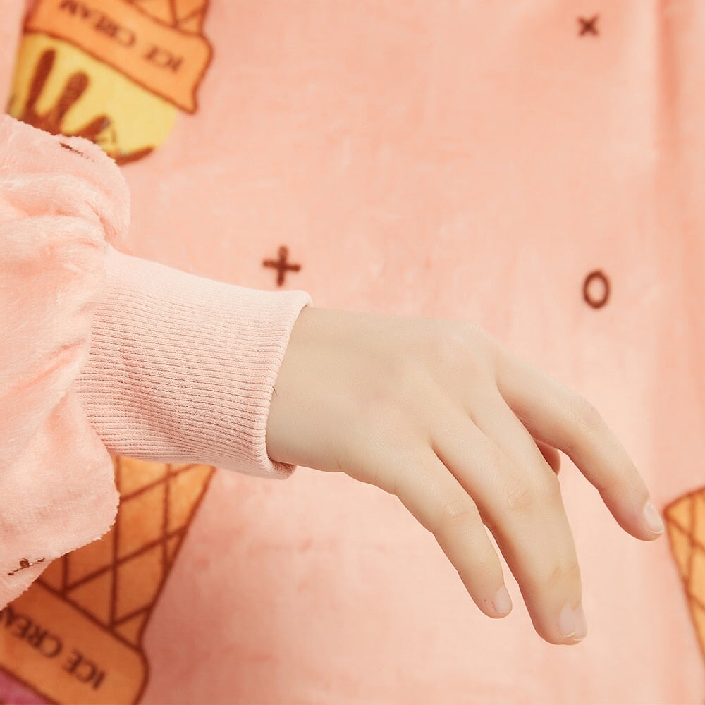 Ice Cream Coral Oversized Blanket Hoodie for Adults & Children-Kawaii Dream