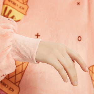 Ice Cream Coral Oversized Blanket Hoodie for Adults & Children-Kawaii Dream