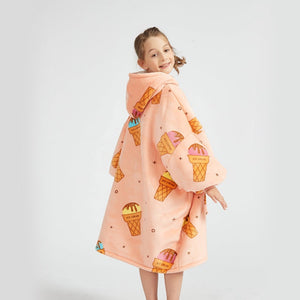 Ice Cream Coral Oversized Blanket Hoodie for Adults & Children-Kawaii Dream