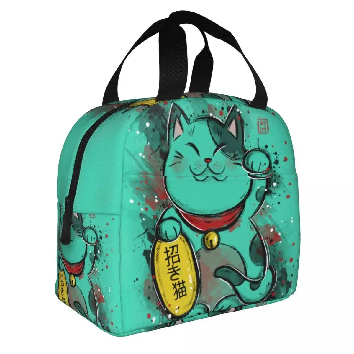 Jade Green Lucky Cat Insulated Lunch Bag-Kawaii Dream