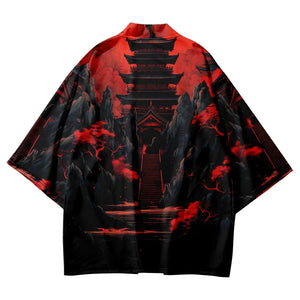 Japanes-themed Gloomy Path to Pagoda Unisex Kimono-Kawaii Dream