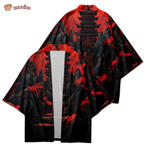 Japanes-themed Gloomy Path to Pagoda Unisex Kimono-Kawaii Dream