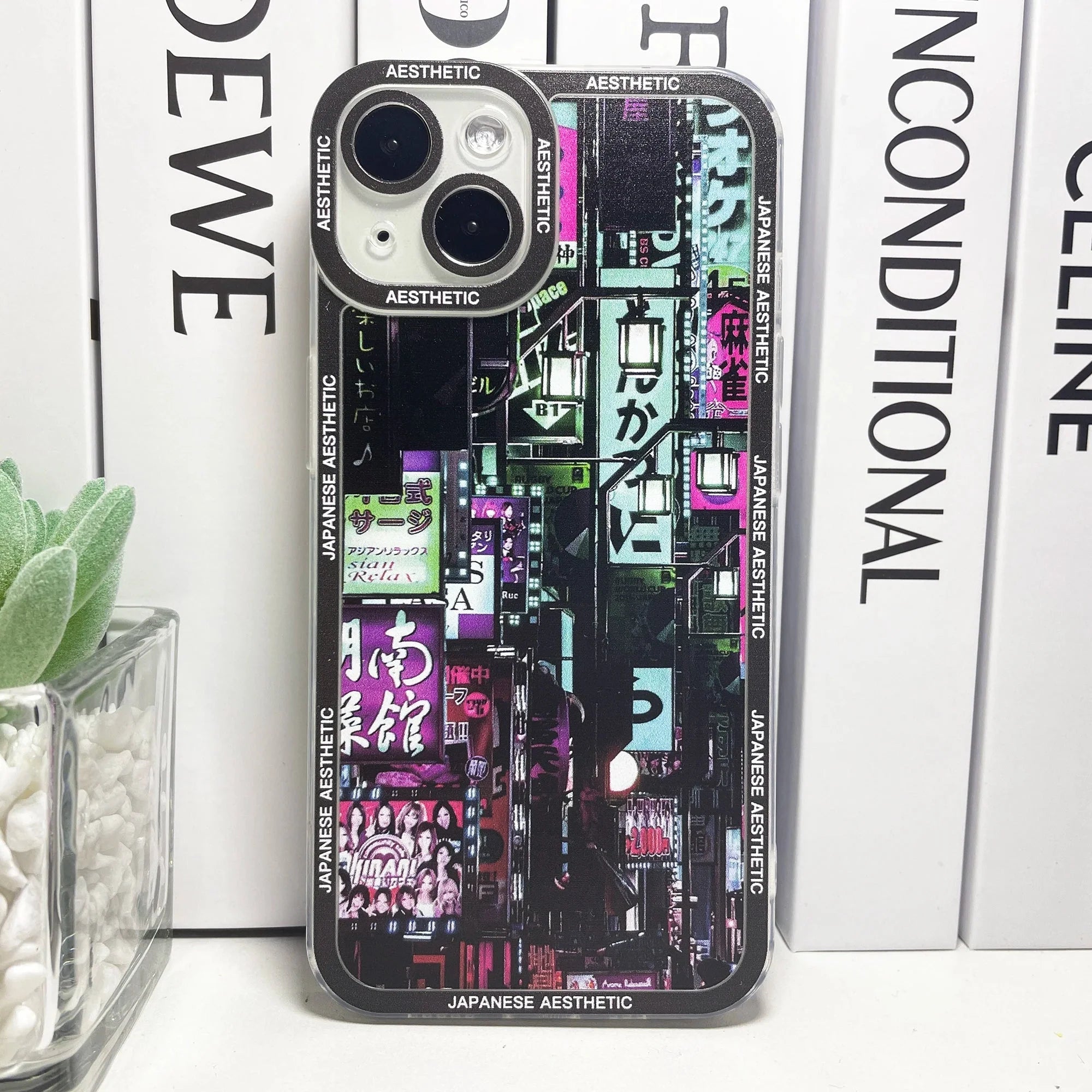 Japanese Aesthetic Tokyo Neon Lights Black Hues iPhone Case-Kawaii Dream