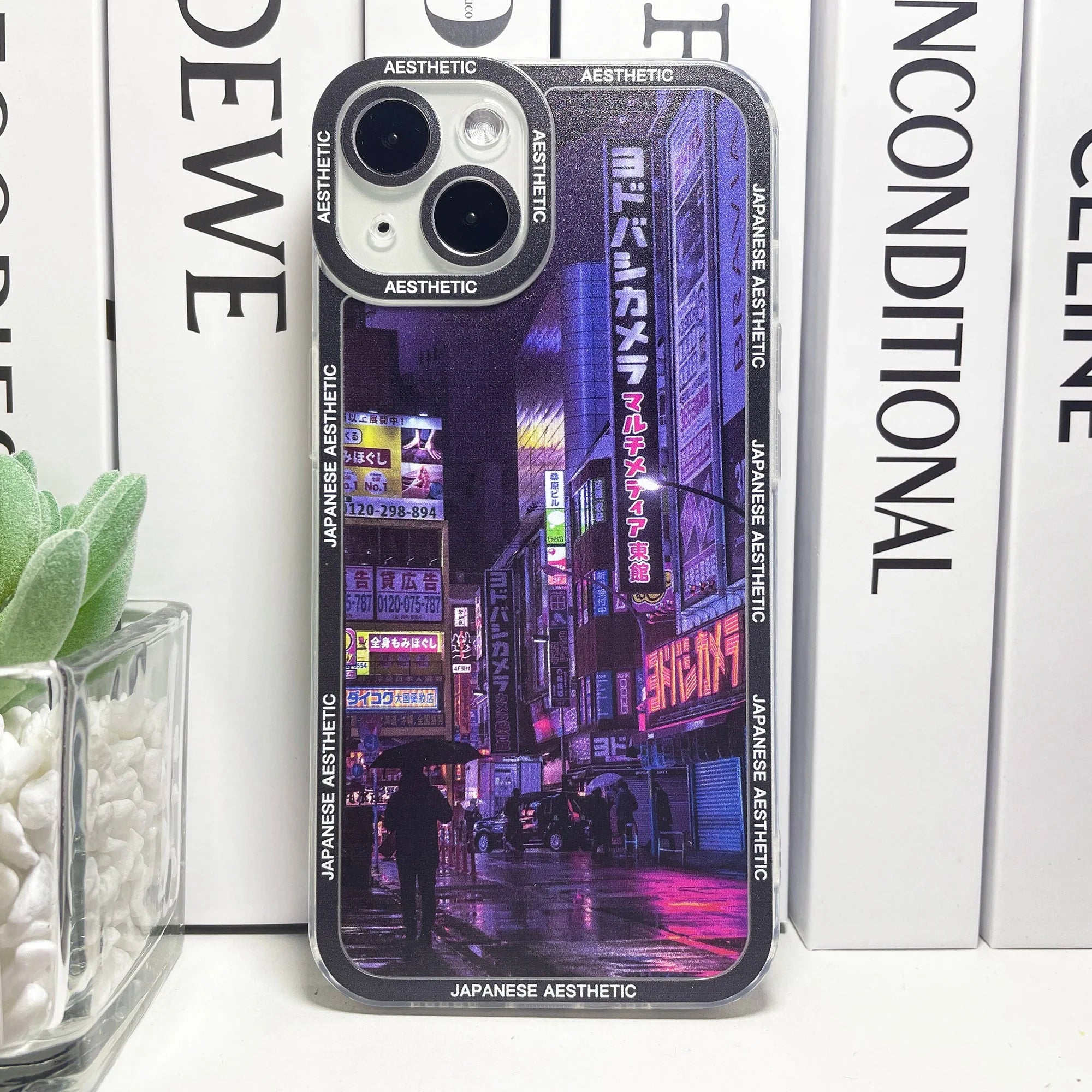 Japanese Aesthetic Tokyo Neon Lights Black Hues iPhone Case-Kawaii Dream