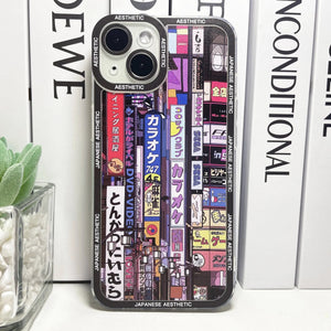 Japanese Aesthetic Tokyo Neon Lights Black Hues iPhone Case-Kawaii Dream