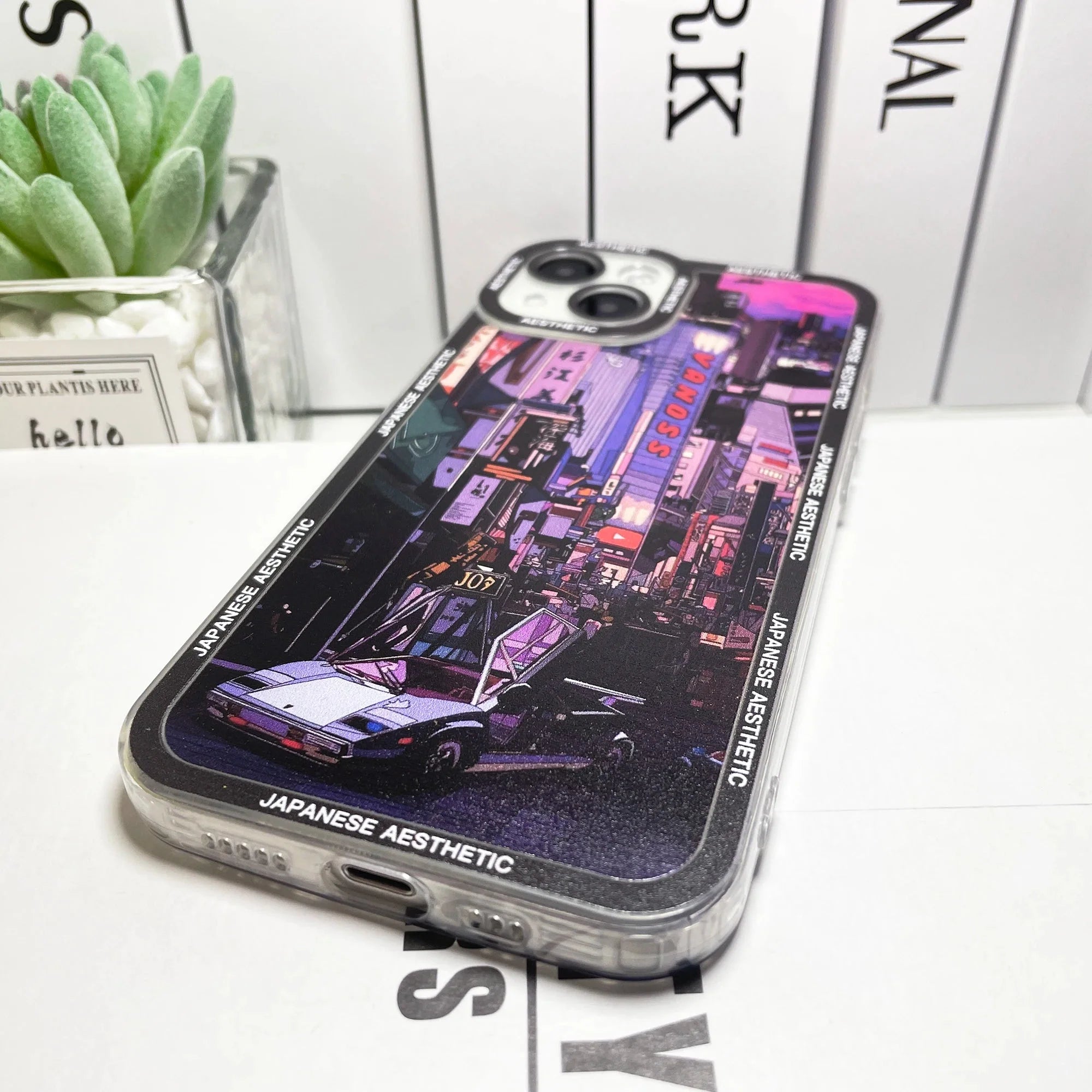 Japanese Aesthetic Tokyo Neon Lights Black Hues iPhone Case-Kawaii Dream