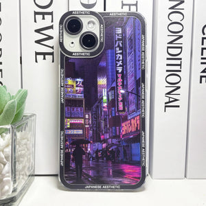 Japanese Aesthetic Tokyo Neon Lights Purple Hues iPhone Case-Kawaii Dream