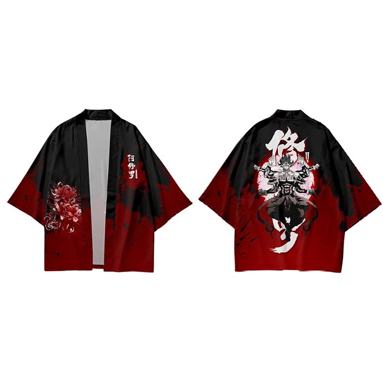 Japanese Anime Asura Blades Men Two-Piece Kimono Yukata Top & Pants Sets-Kawaii Dream