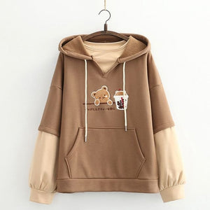 Japanese Bubble Tea Bear Hoodies-Kawaii Dream