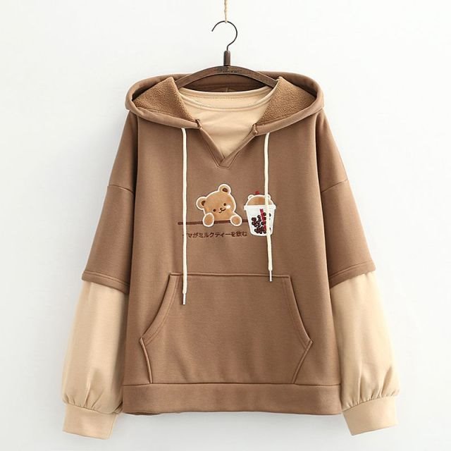 Japanese Bubble Tea Bear Hoodies-Kawaii Dream